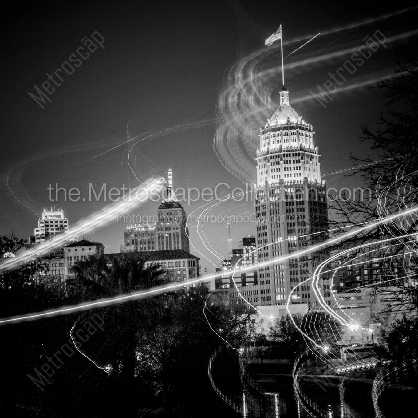 tower life building at night Black & White Wall Art