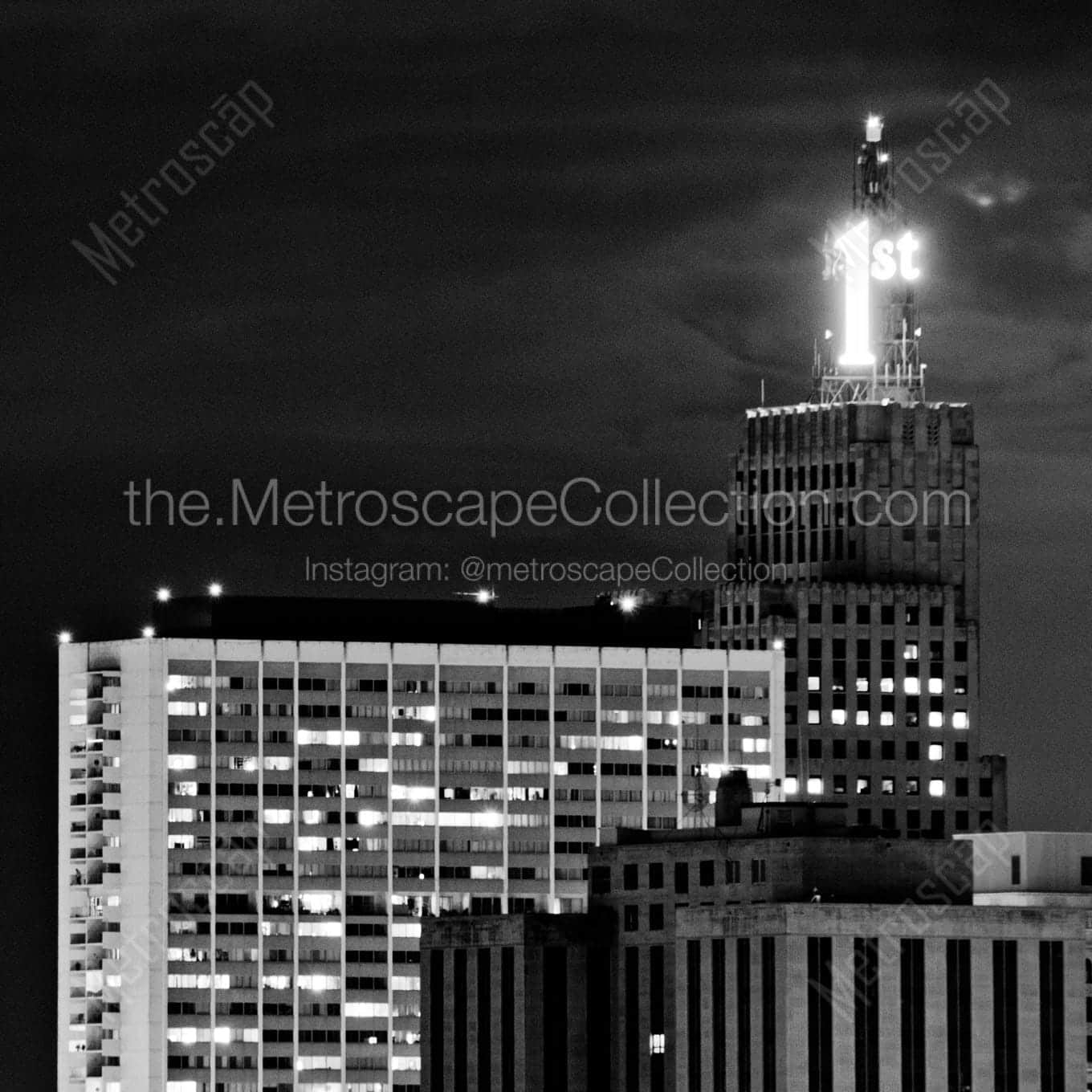 1st farmers merchants bank building Black & White Office Art