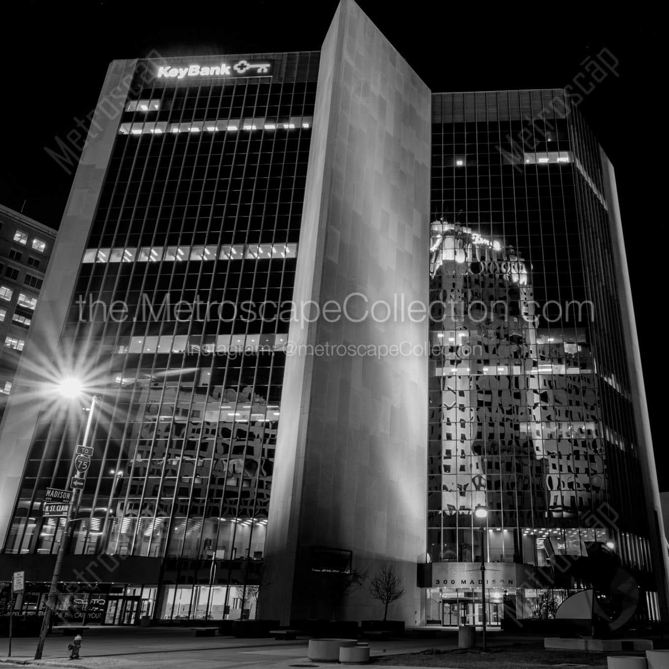 300 madison downtown toledo at night Black & White Office Art