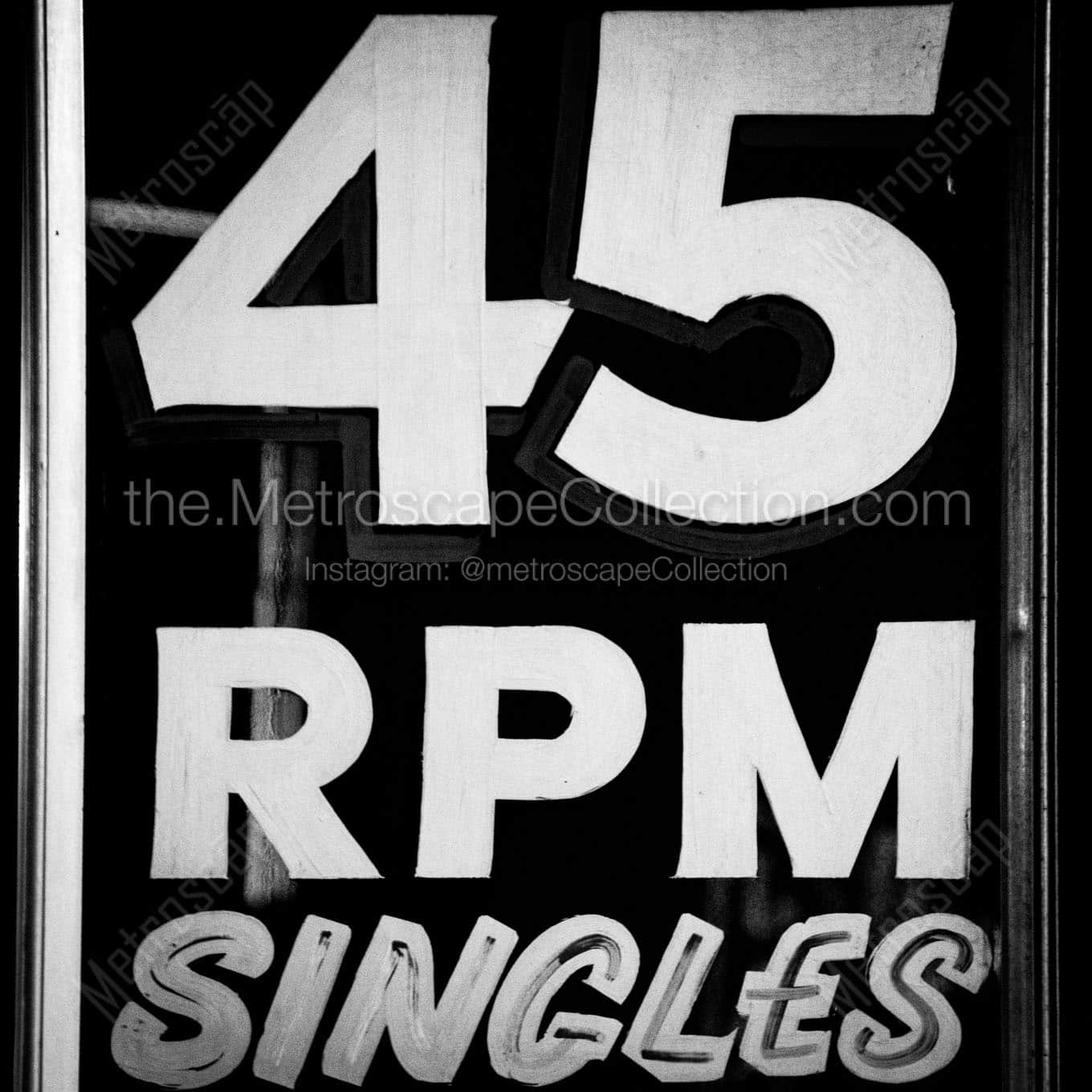45 rpm singles window display Black & White Office Art