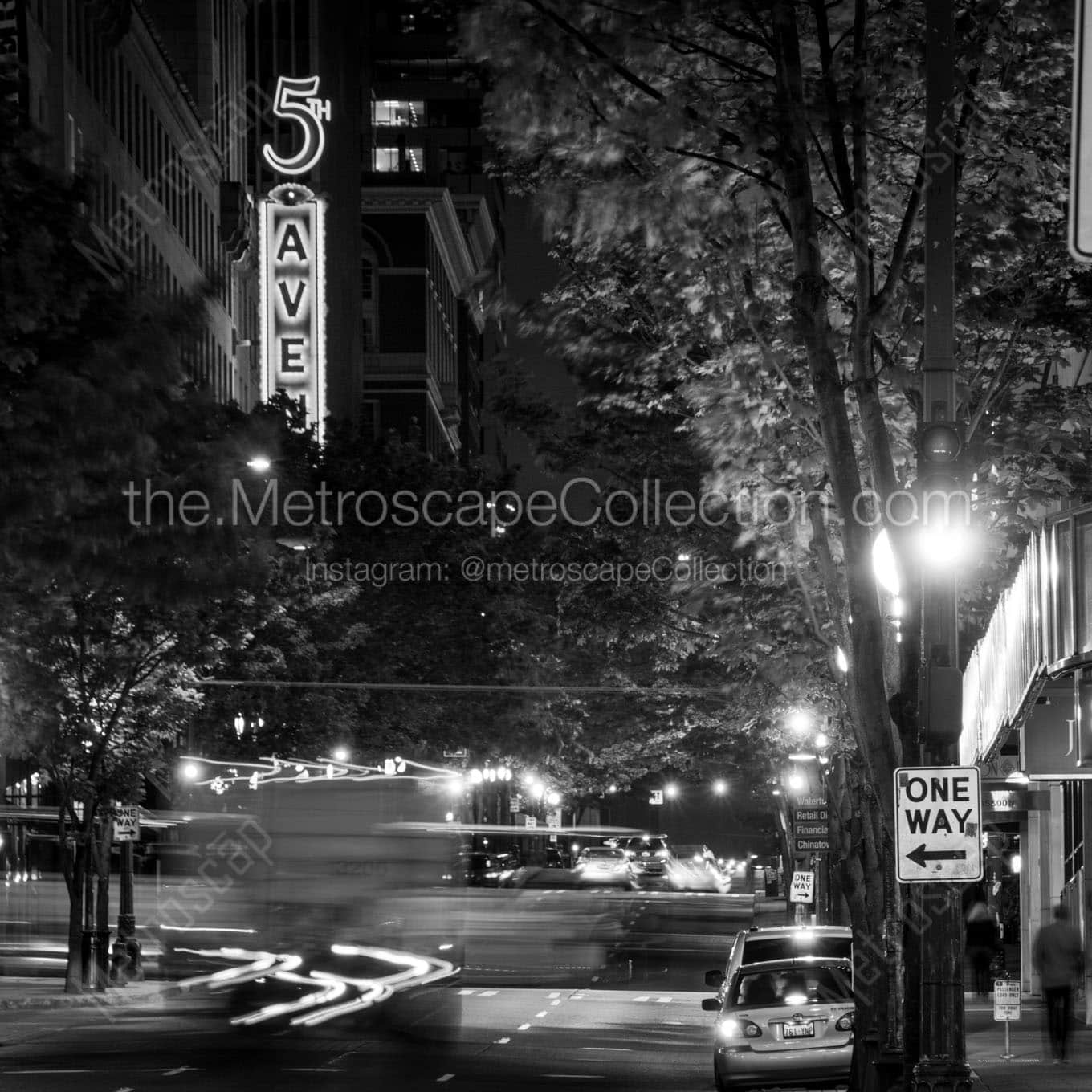 5th ave traffic at night Black & White Office Art