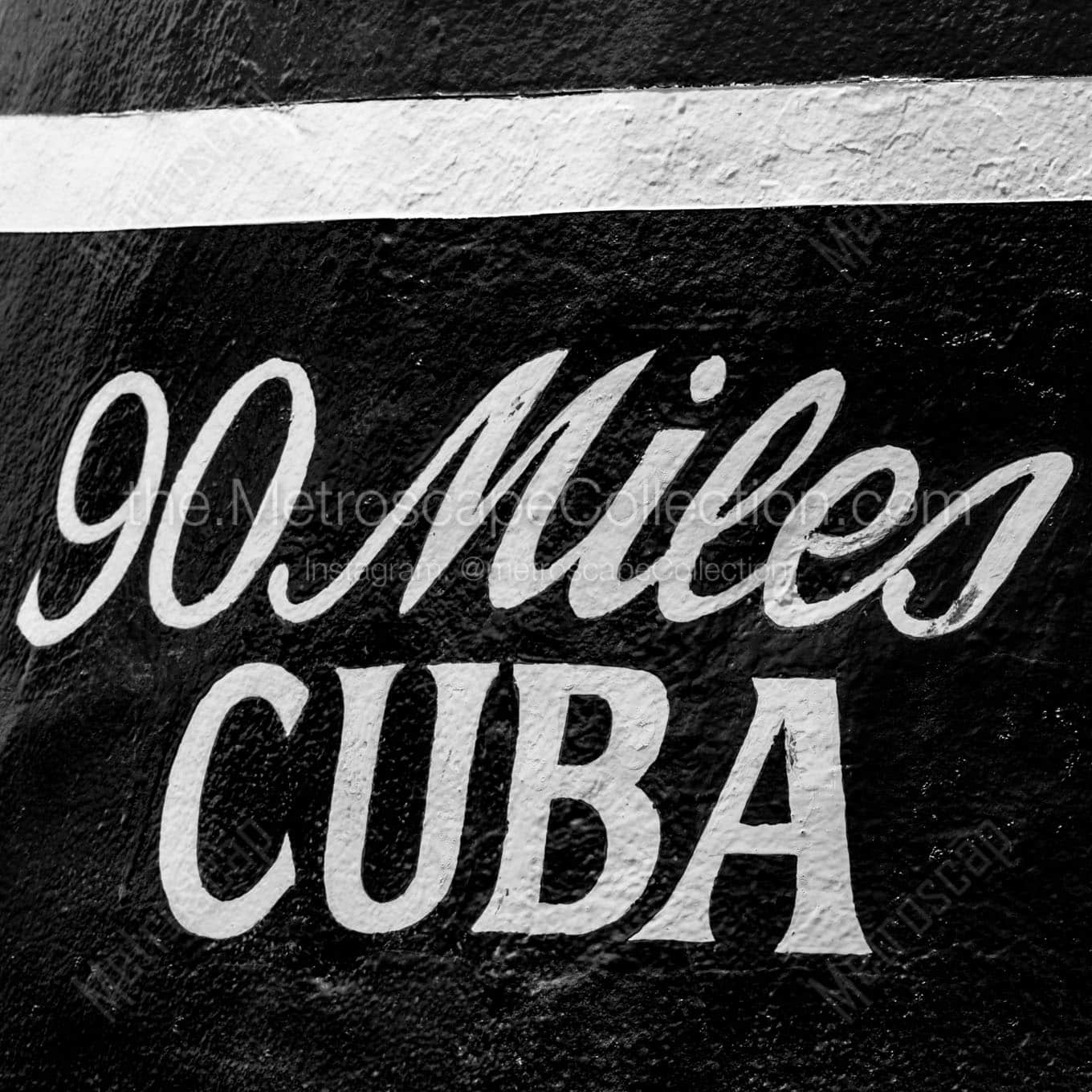 90 miles to cuba Black & White Office Art