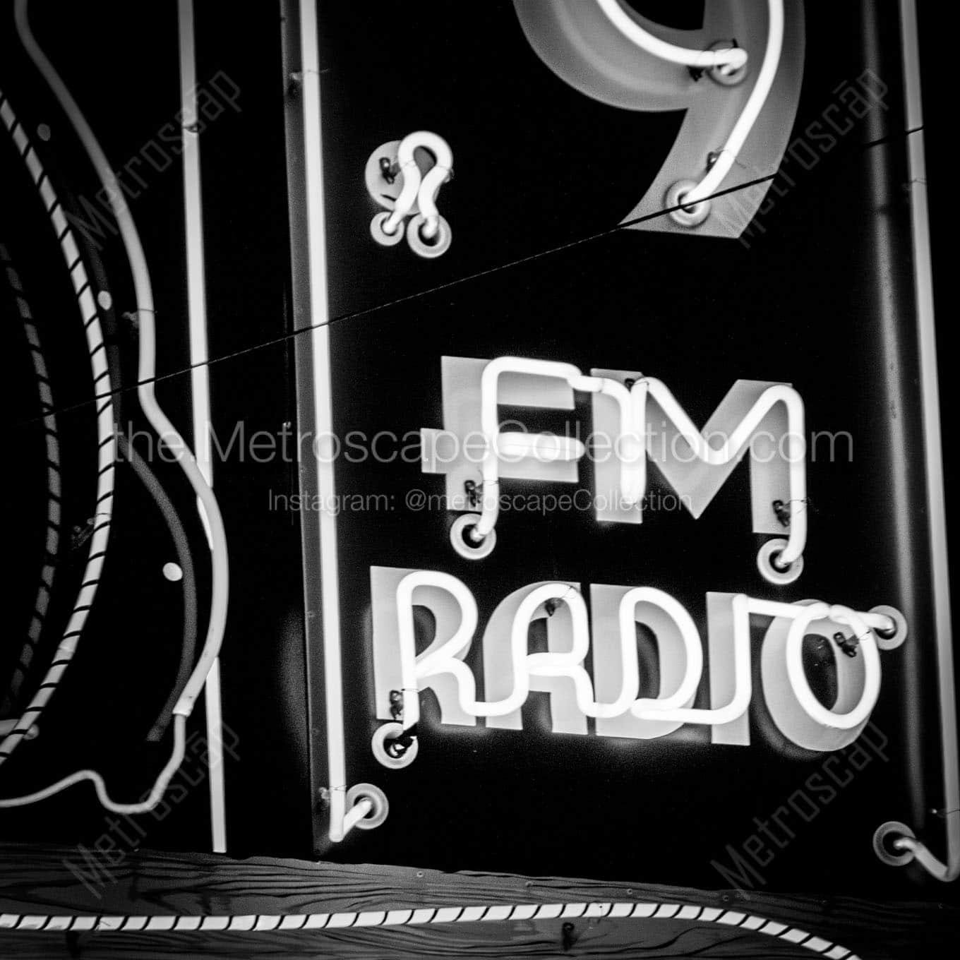 92 9 fm radio sign Black & White Wall Art