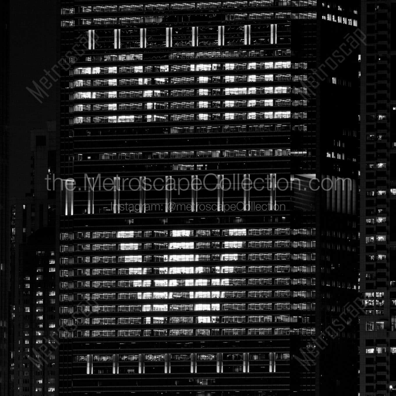 fly the w in anthem building at night Black & White Office Art