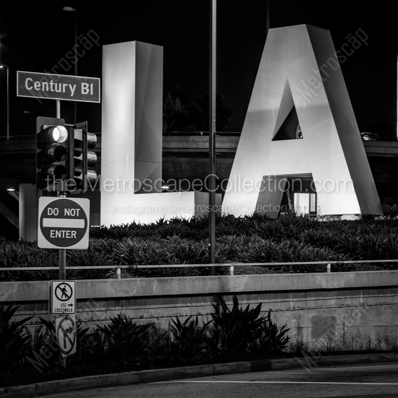 la letters at lax airport Black & White Office Art