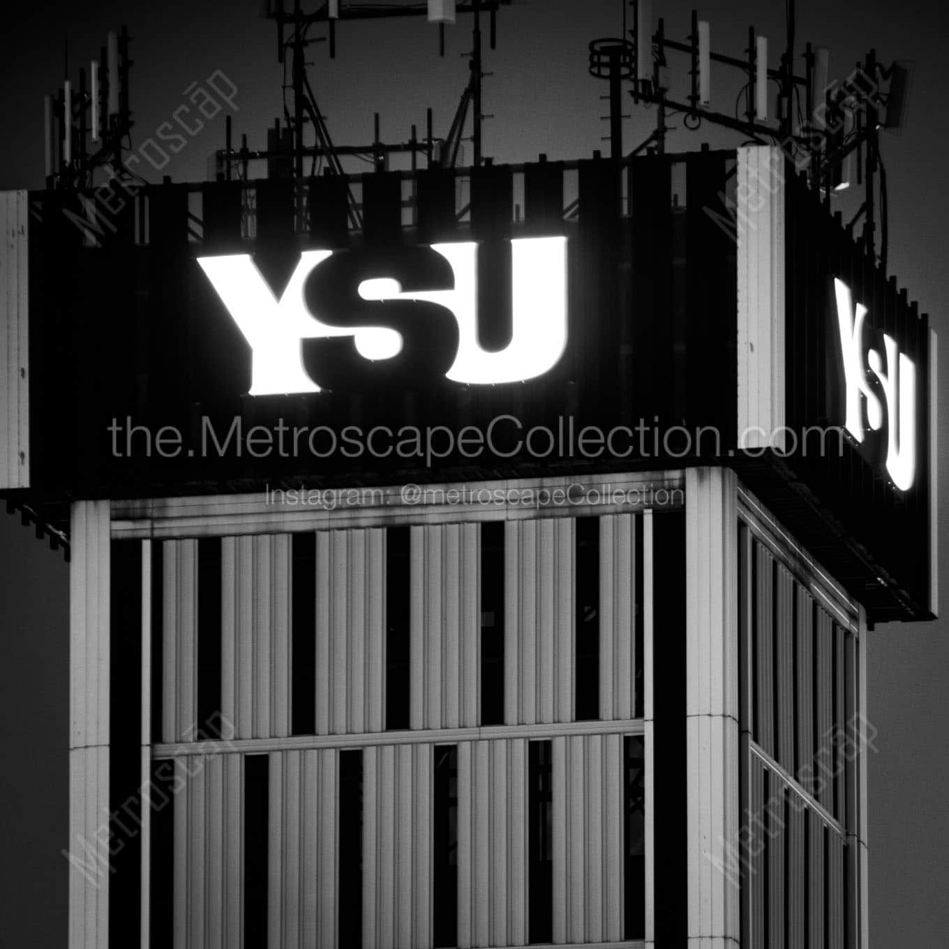 ysu tower youngstown state campus Black & White Office Art