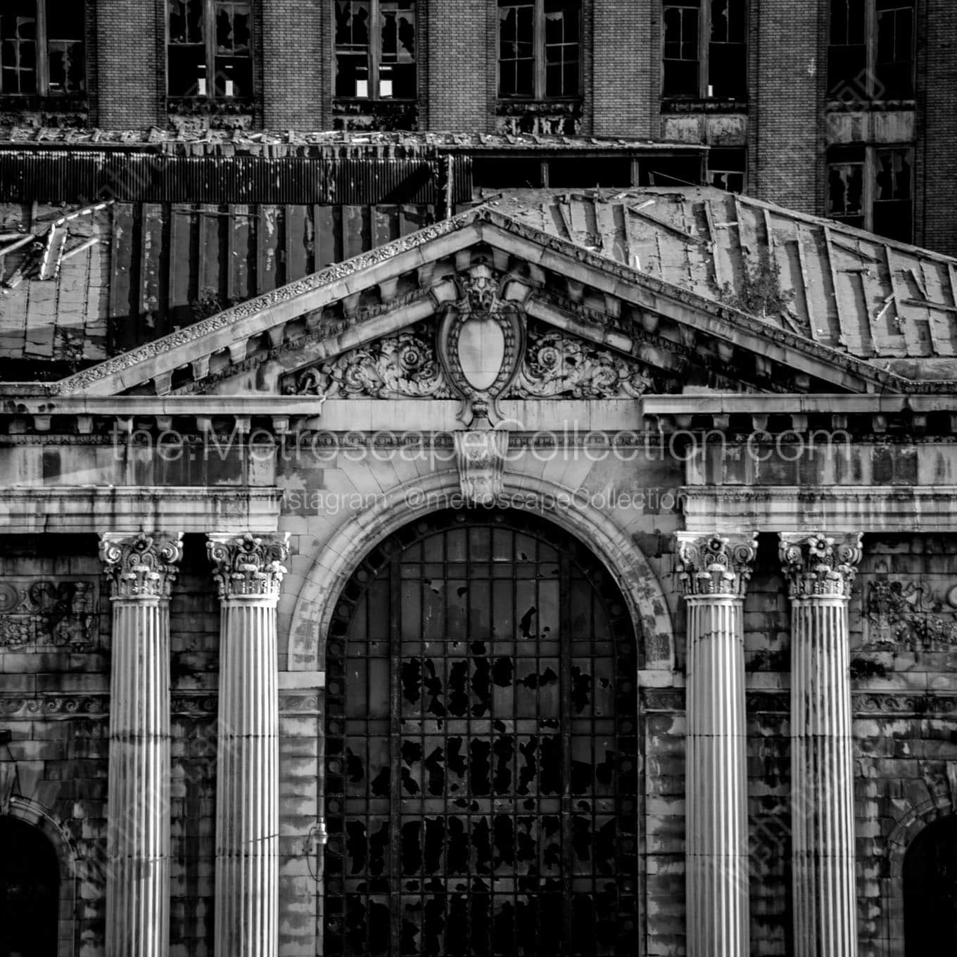 abandoned detroit train station Black & White Office Art