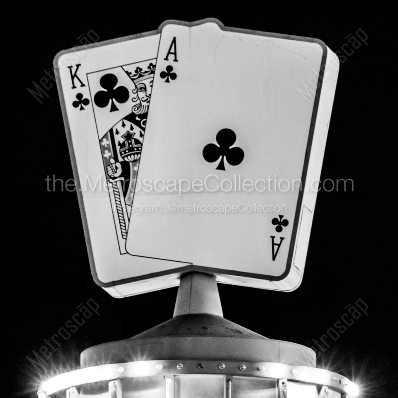 ace king clubs fremont street Black & White Office Art