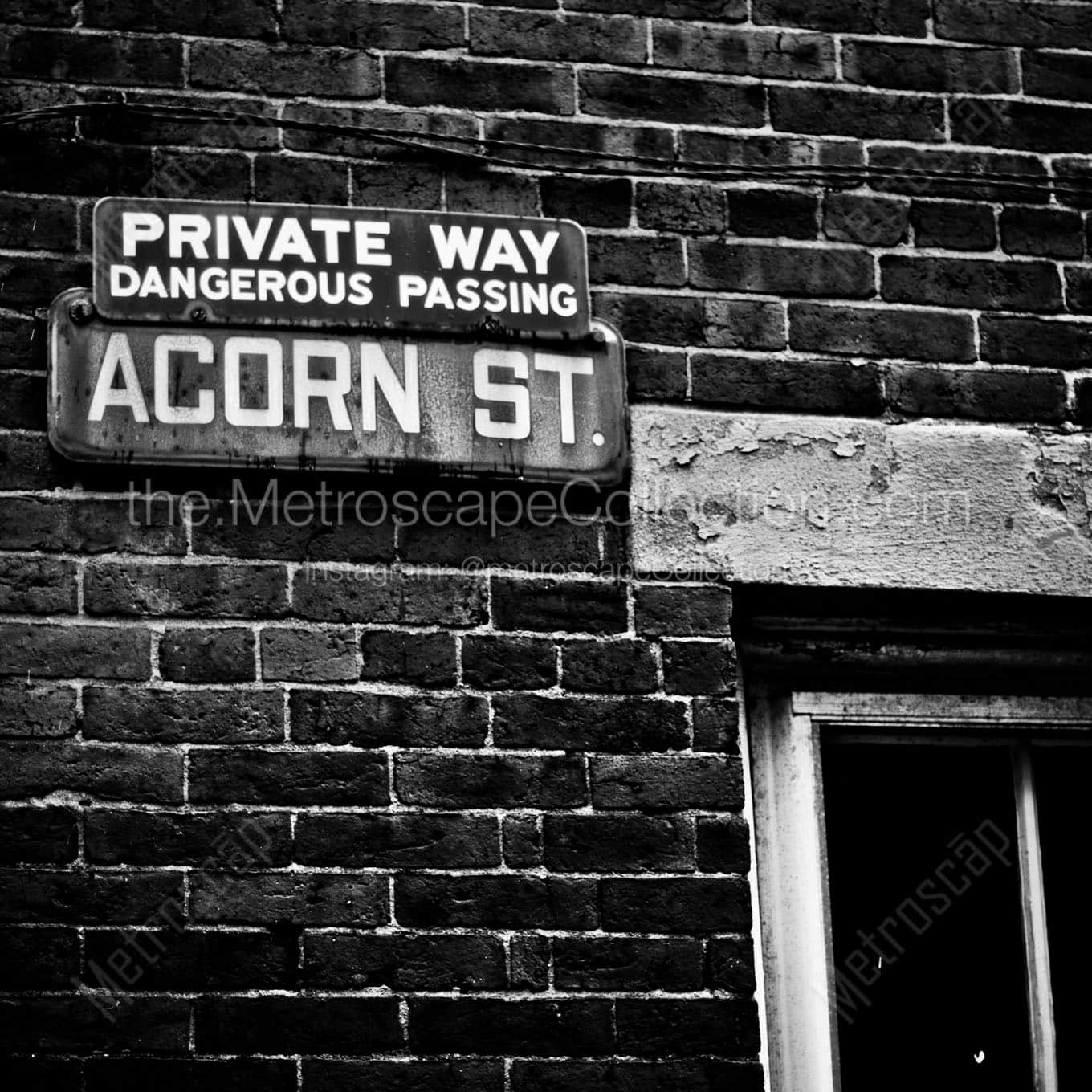 acorn street sign Black & White Office Art