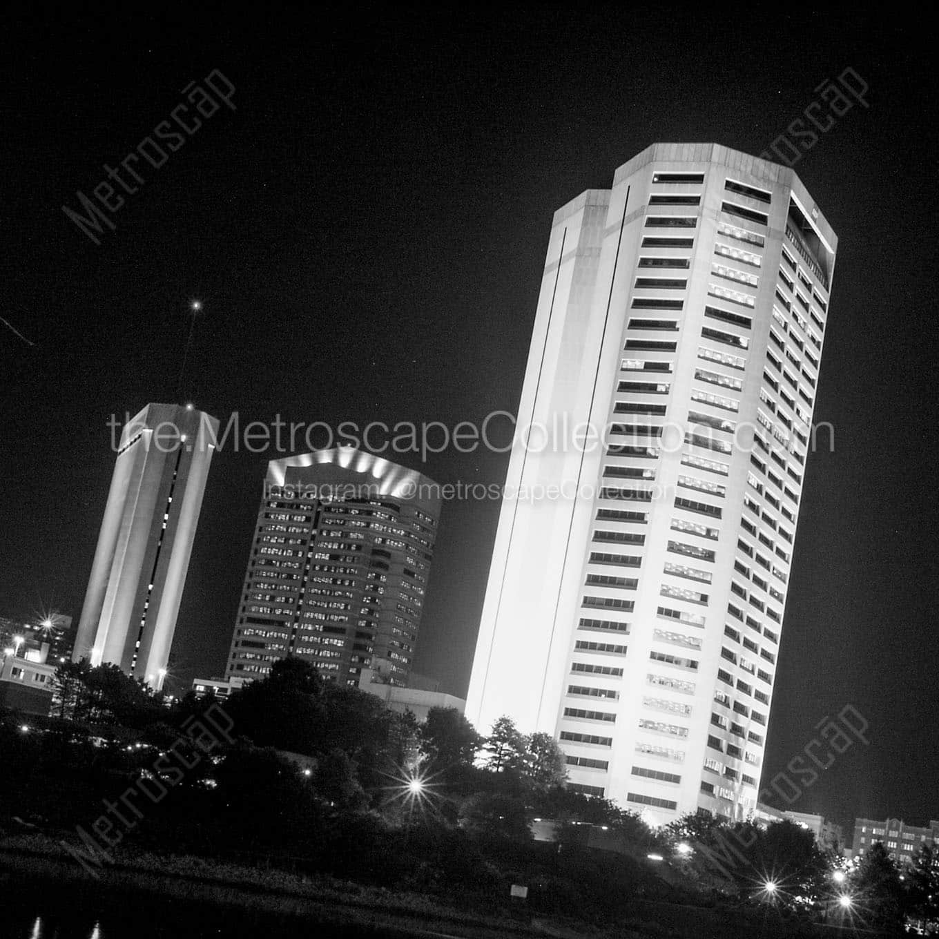aep building at night Black & White Office Art