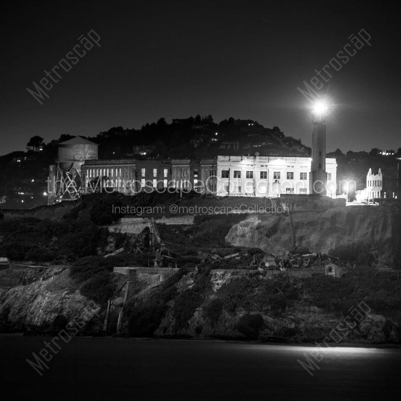 alcatraz at night Black & White Office Art