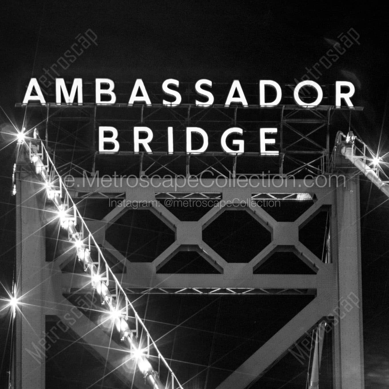 ambassador bridge at night Black & White Office Art