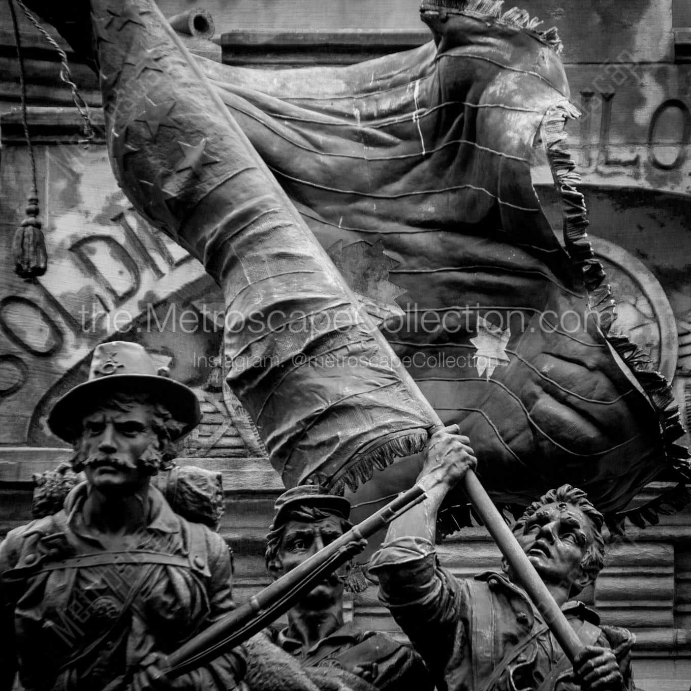 american flag soldiers sailors monument Black & White Office Art