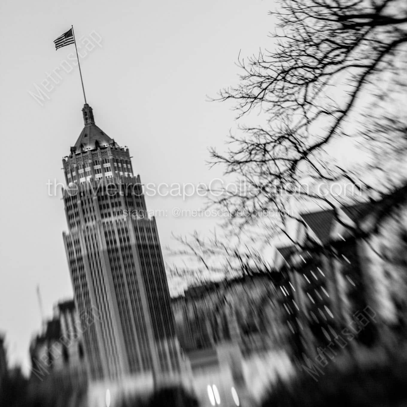 american flag tower life building Black & White Office Art