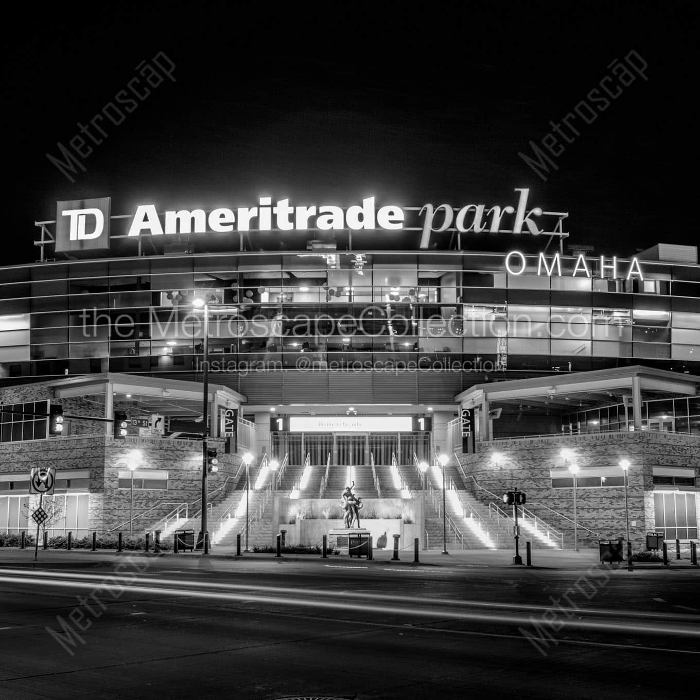 ameritrade stadium at night Black & White Wall Art