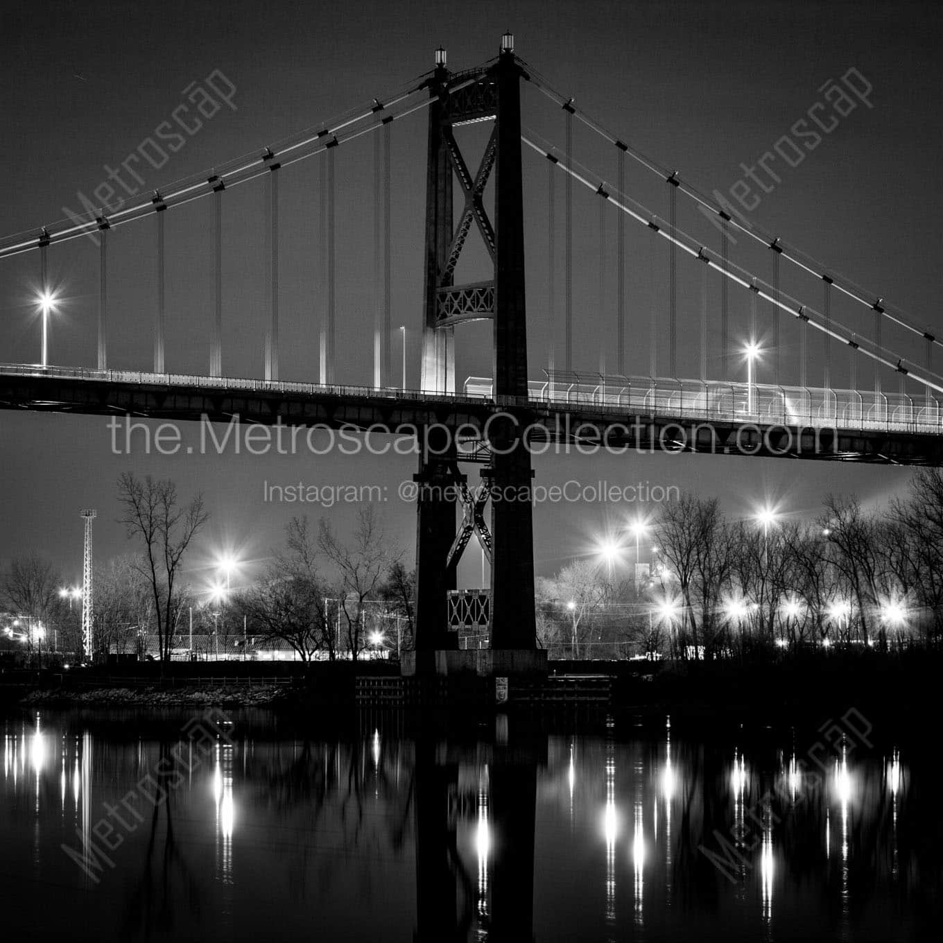 anthony wayne bridge at night Black & White Office Art