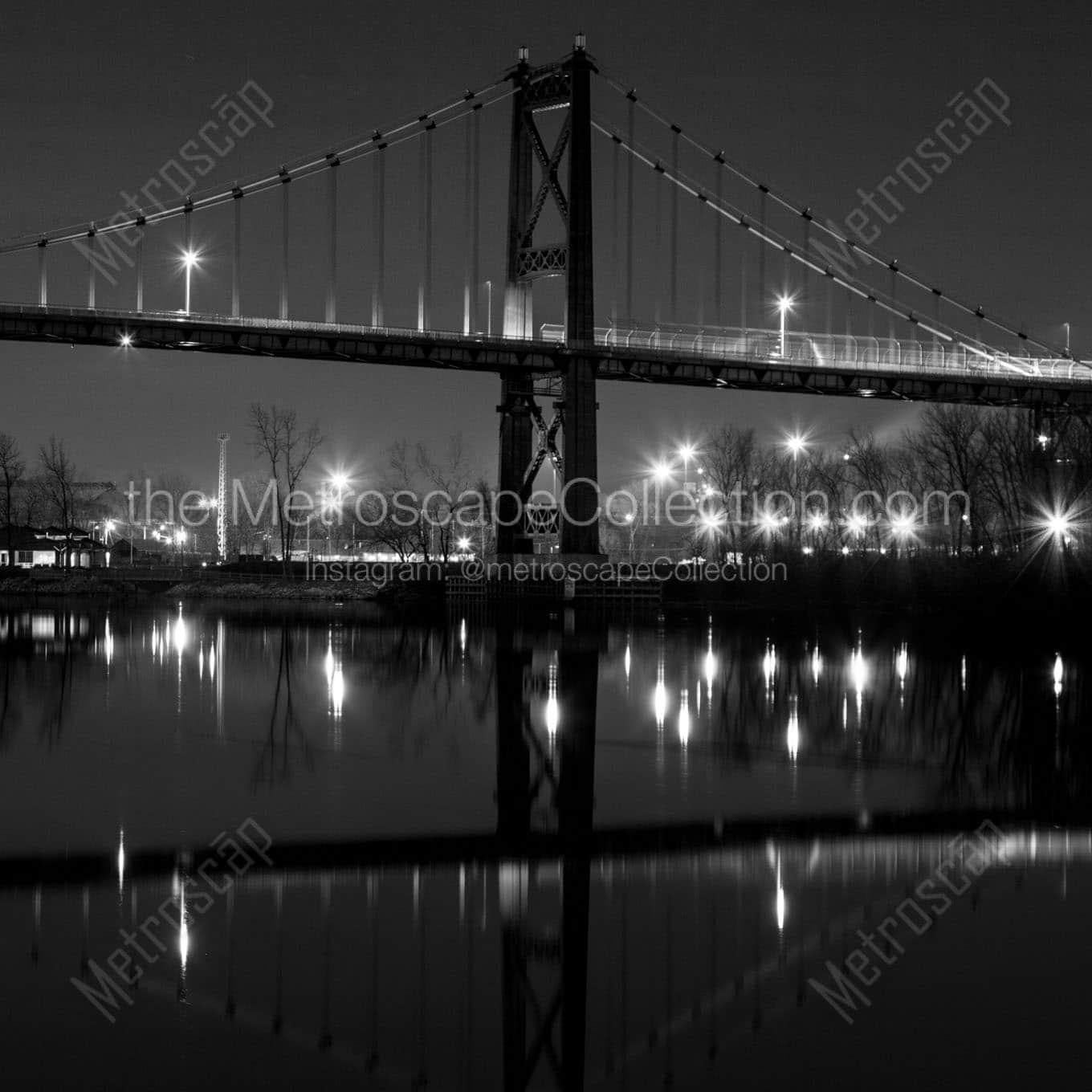 anthony wayne bridge at night Black & White Office Art