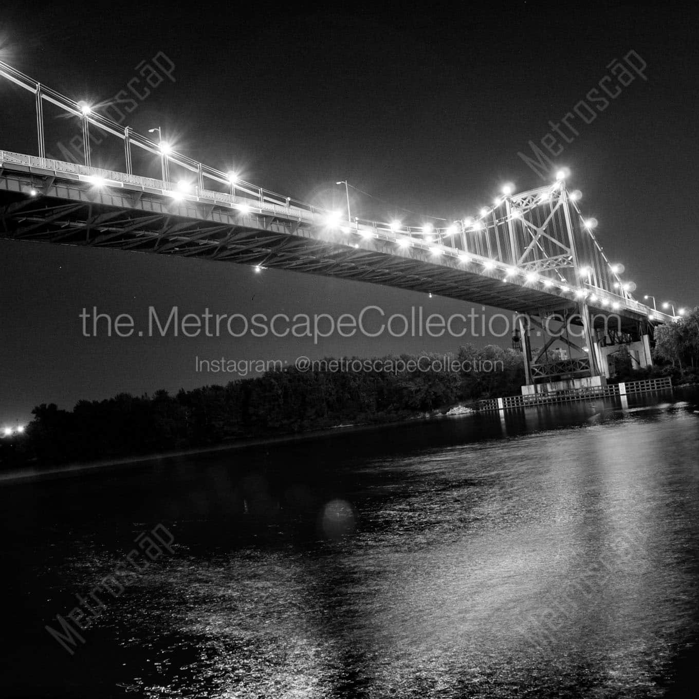 anthony wayne bridge at night over maumee river Black & White Office Art