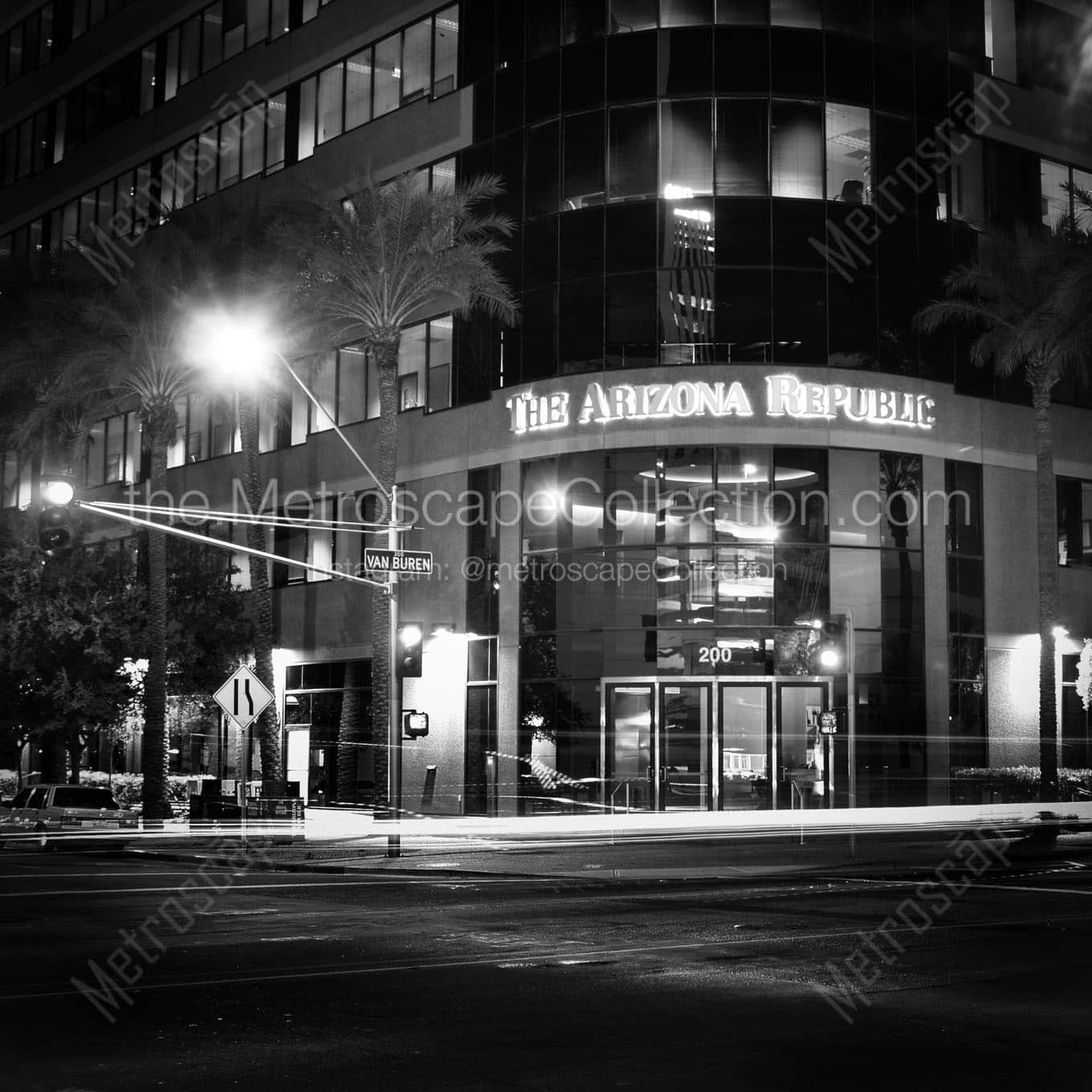 arizona republic building at night Black & White Office Art