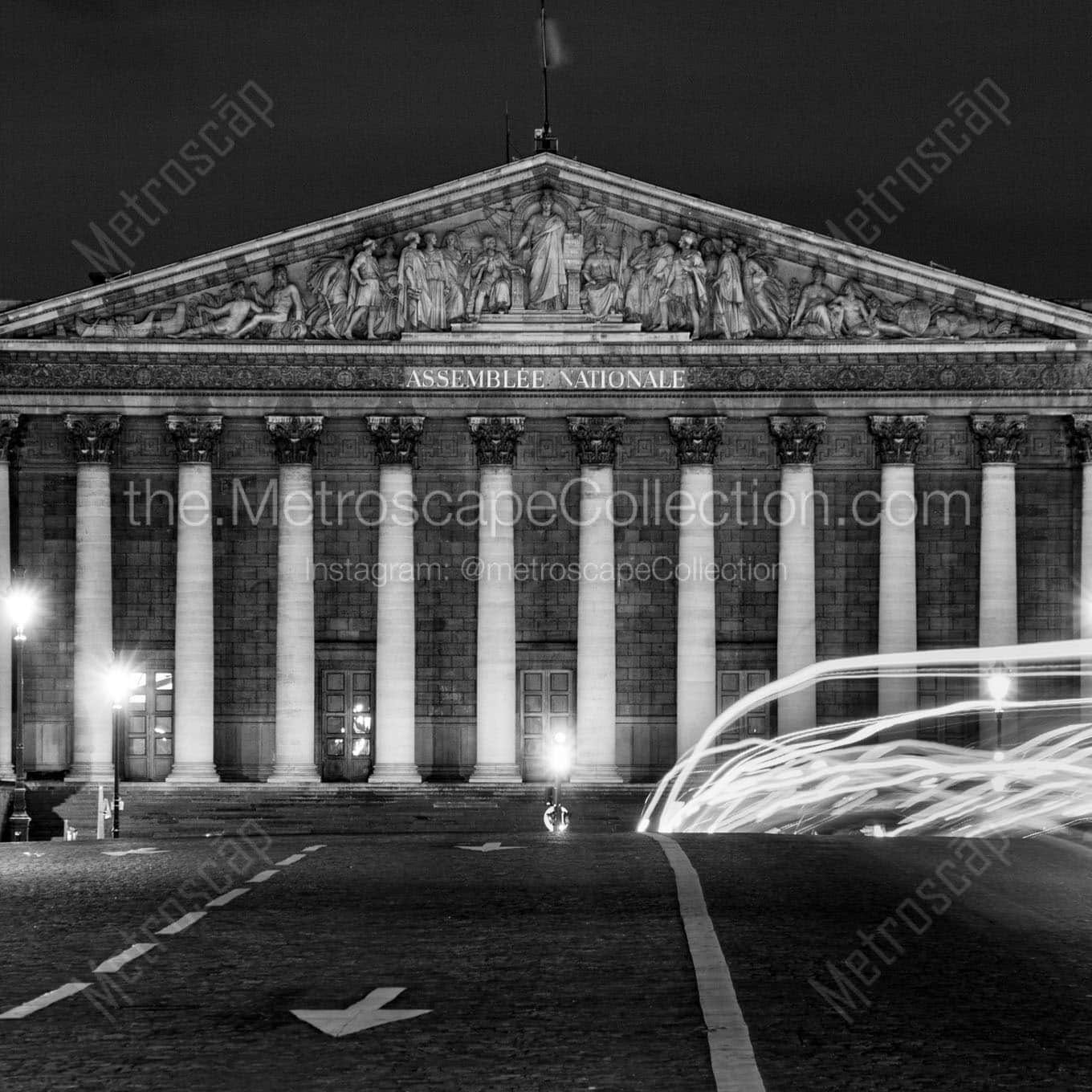 assemblee nationale building at night Black & White Office Art