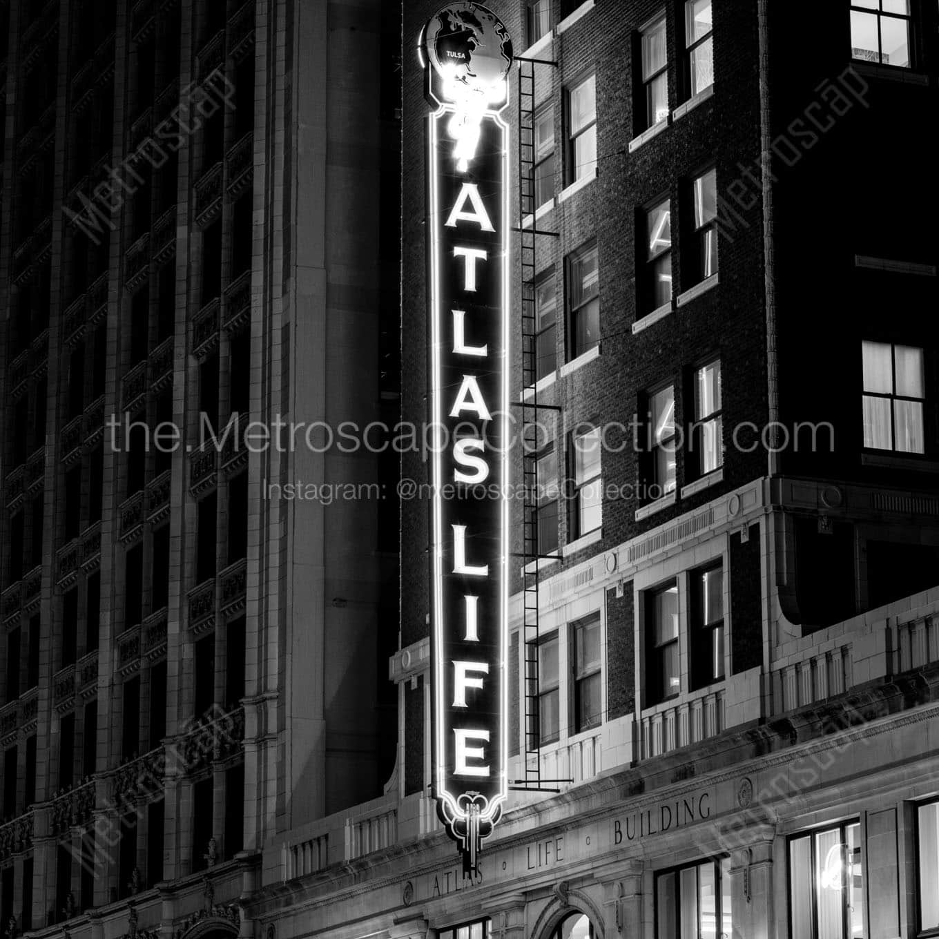 atlas life sign boston avenue Black & White Office Art