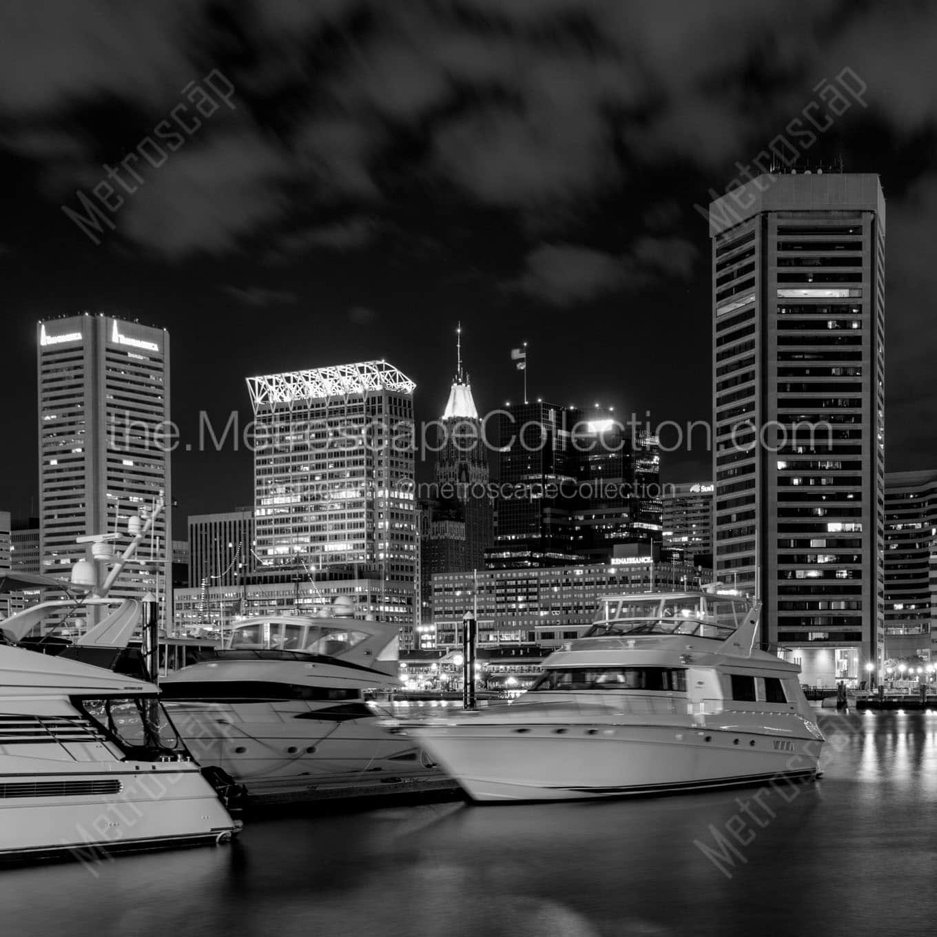 baltimore inner harbor skyline Black & White Office Art