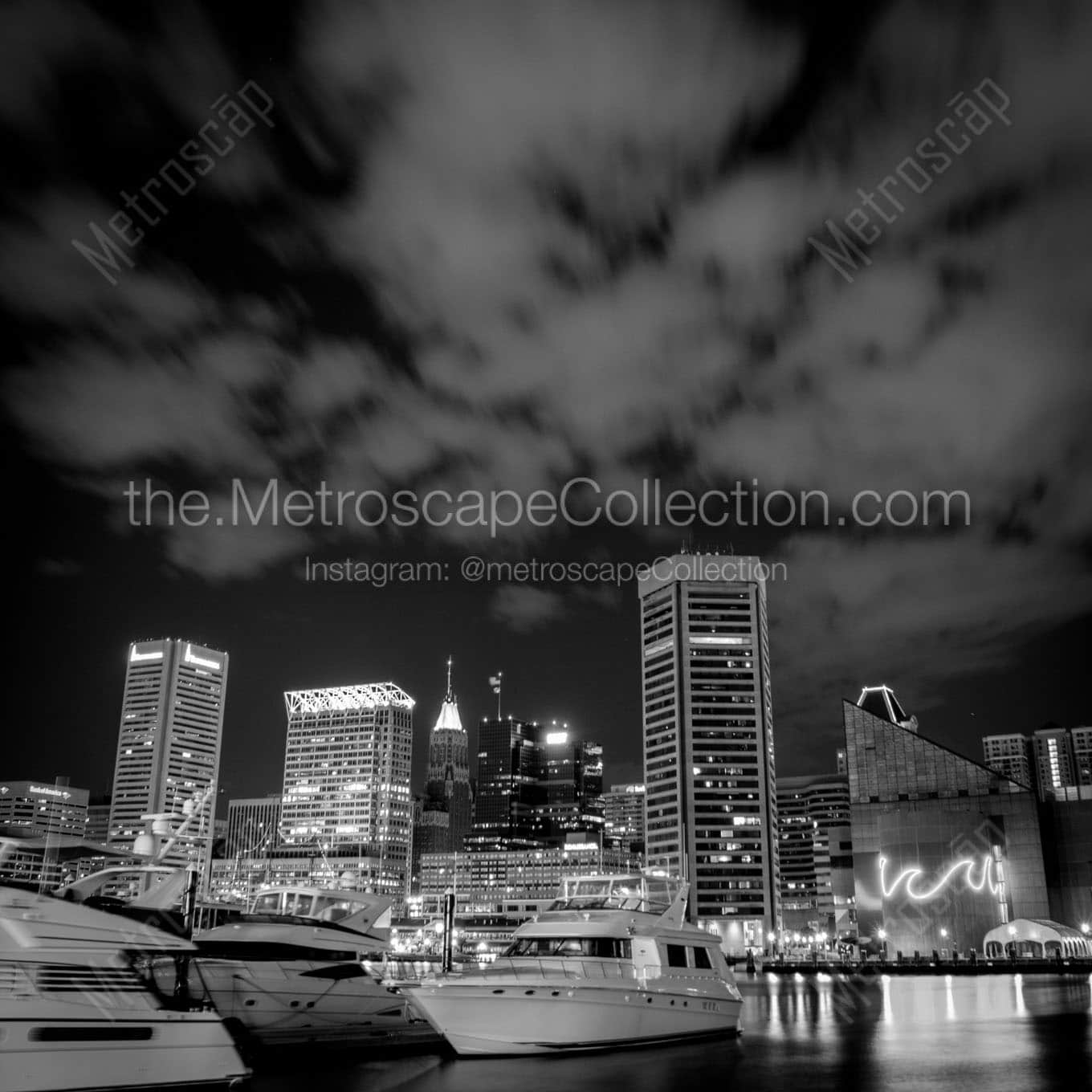 baltimore skyline rusty scupper Black & White Office Art