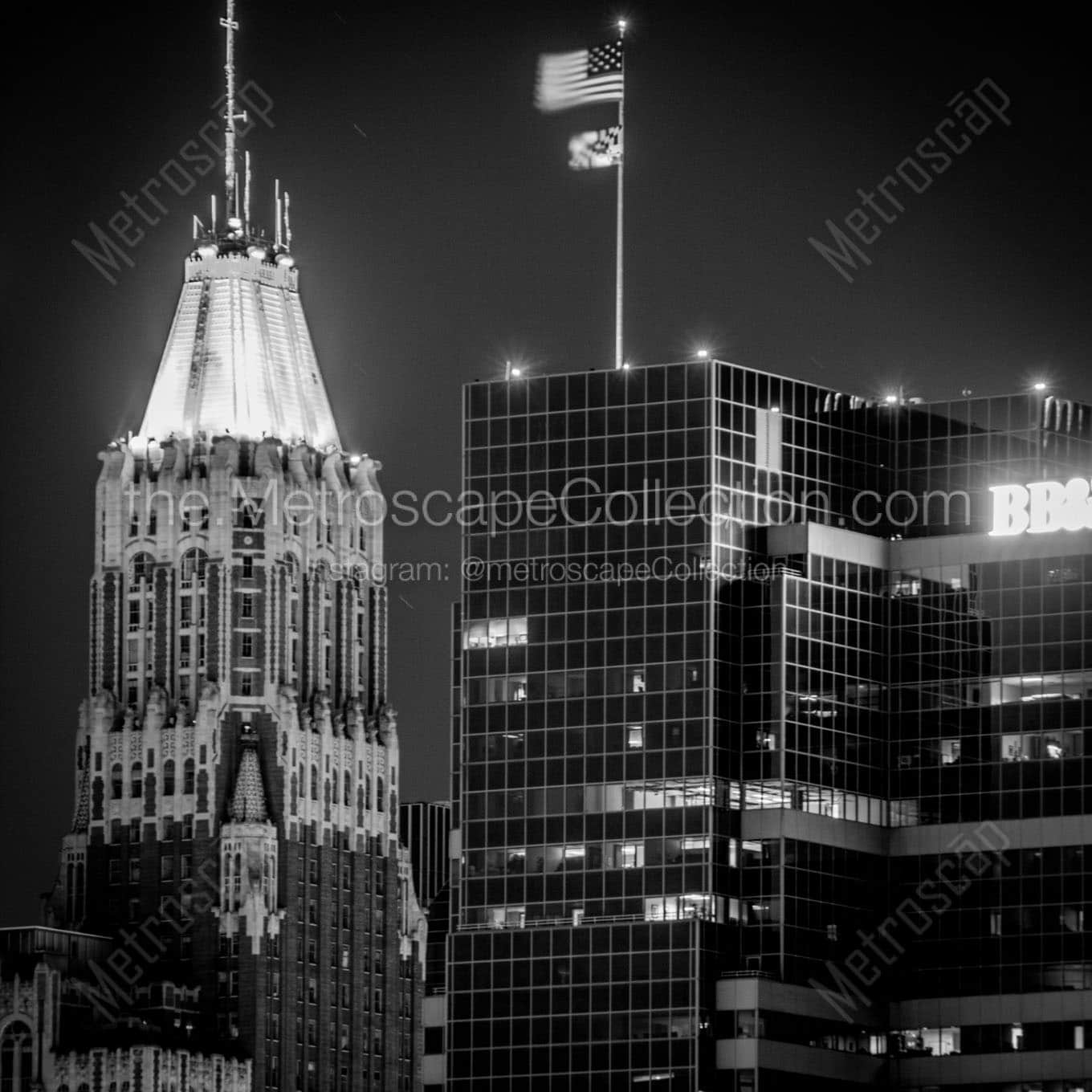 baltimore trust building night Black & White Office Art