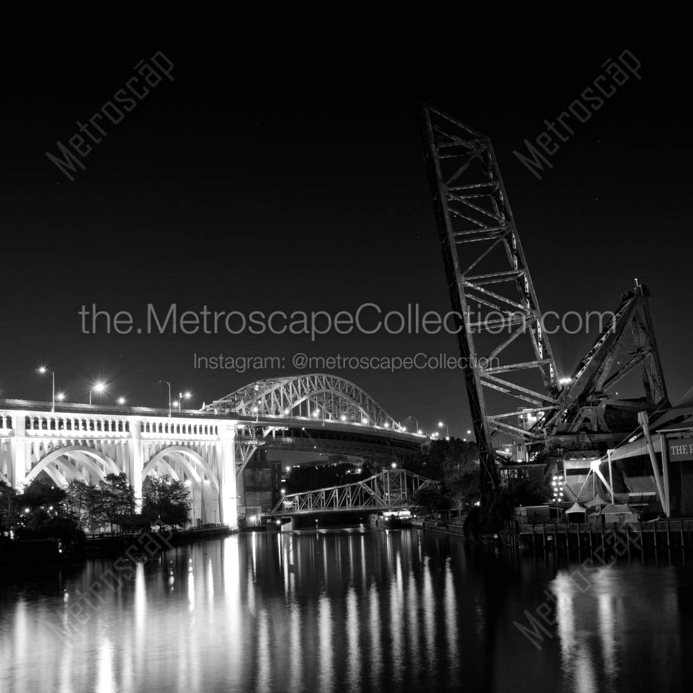 bascule bridge cuyahoga river Black & White Office Art