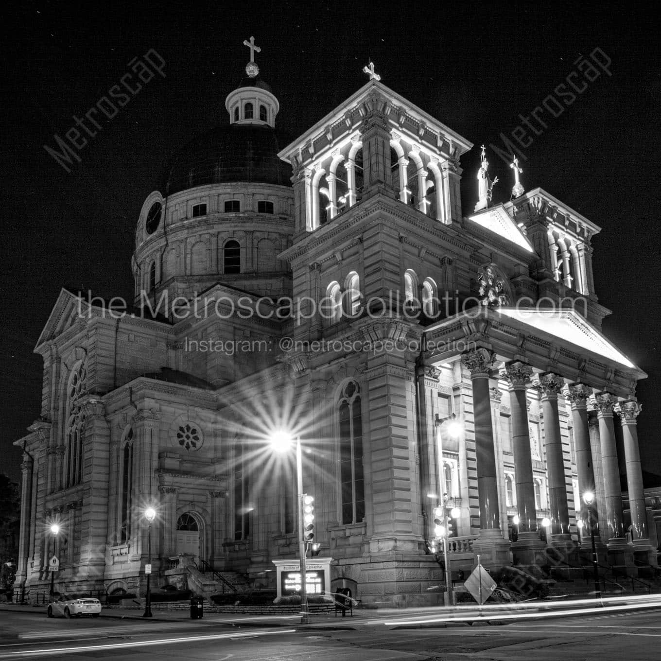 basilica st josaphat at night Black & White Office Art