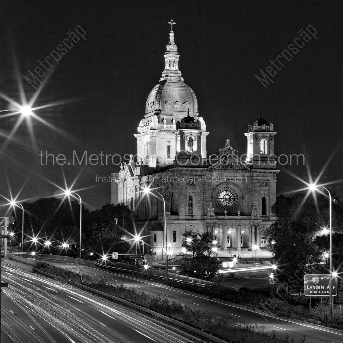 basilica st mary at night Black & White Office Art