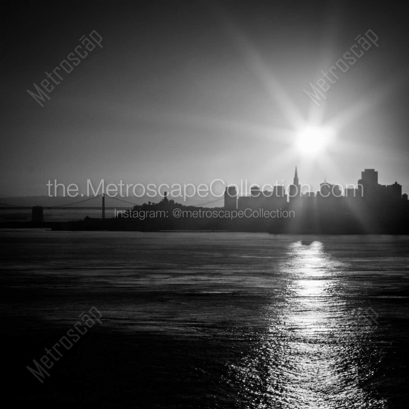 bay bridge san francisco skyline at dawn Black & White Office Art