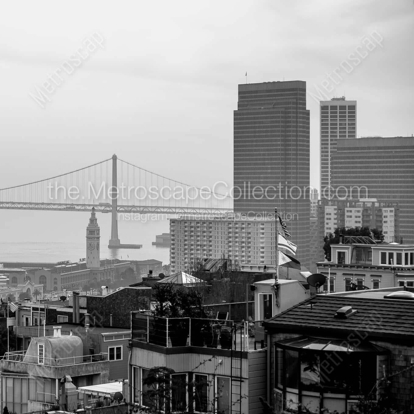 bay bridge telegraph hill Black & White Office Art