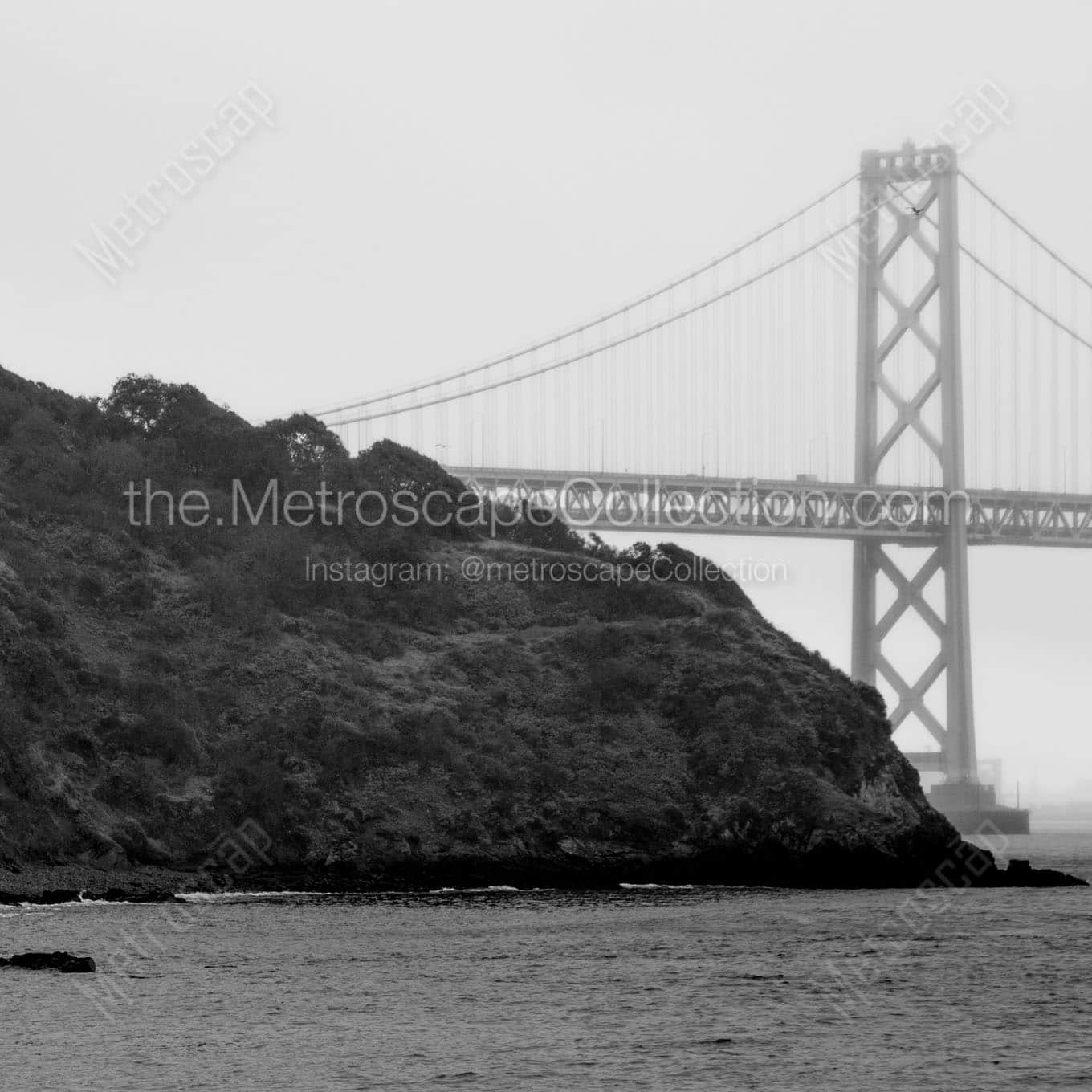 bay bridge yerba buena island afternoon mist Black & White Office Art