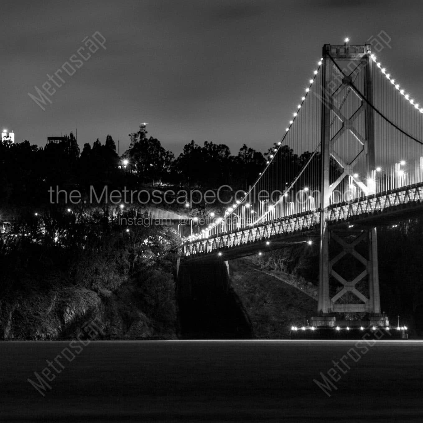 bay bridge yerba buena island night Black & White Office Art