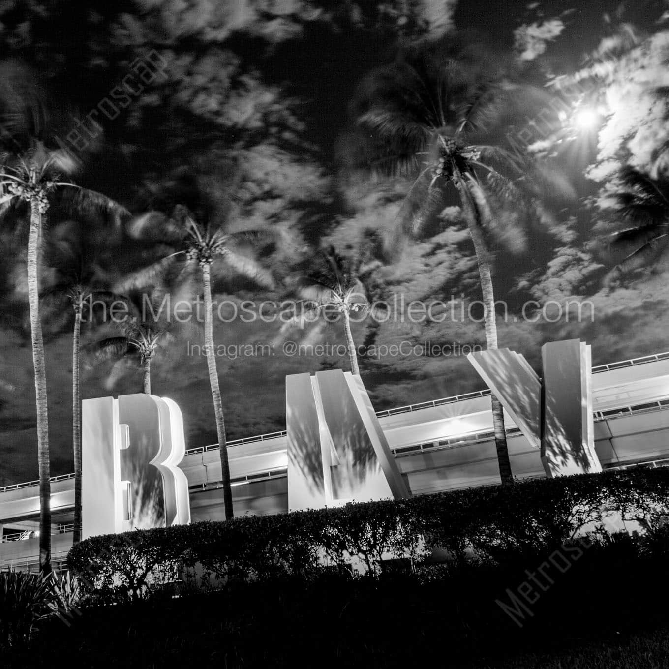 bayside mall sign at night Black & White Office Art