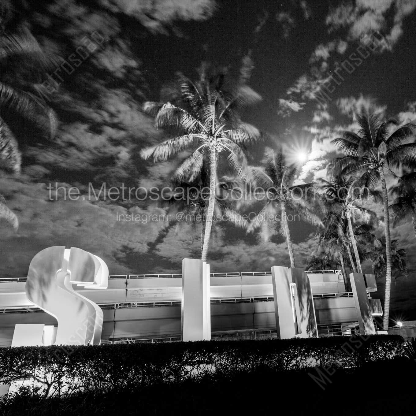 bayside sign at night Black & White Office Art