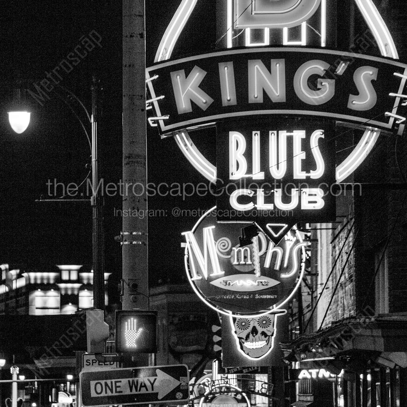 bb kings blues club beale street Black & White Office Art