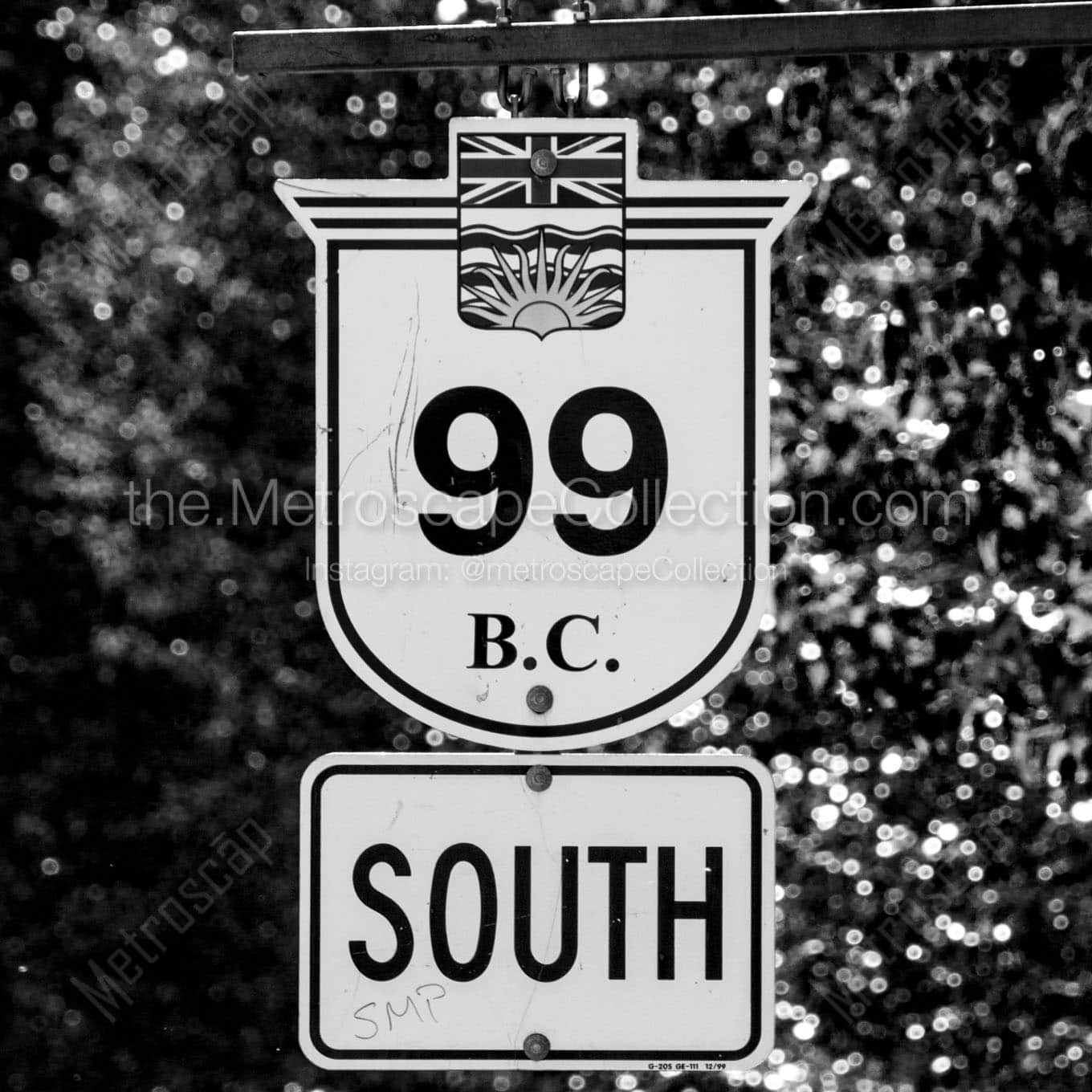 bc route 99 south sign Black & White Office Art