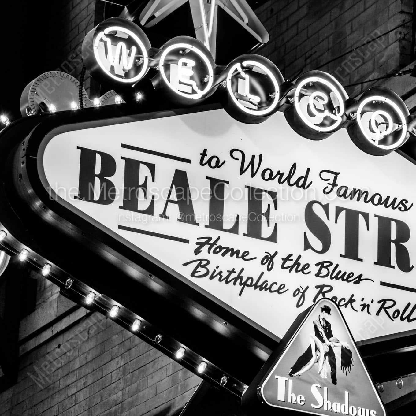 beale street vegas sign Black & White Office Art