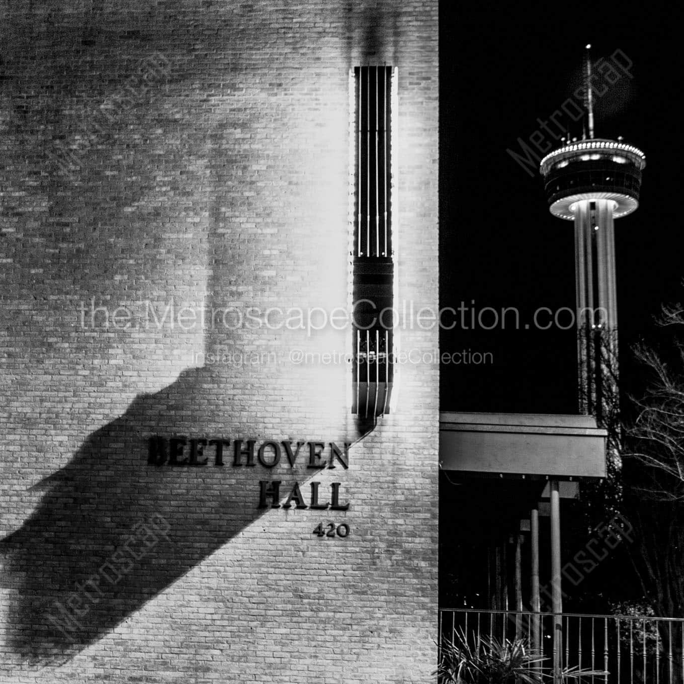beethoven hall tower americas Black & White Wall Art