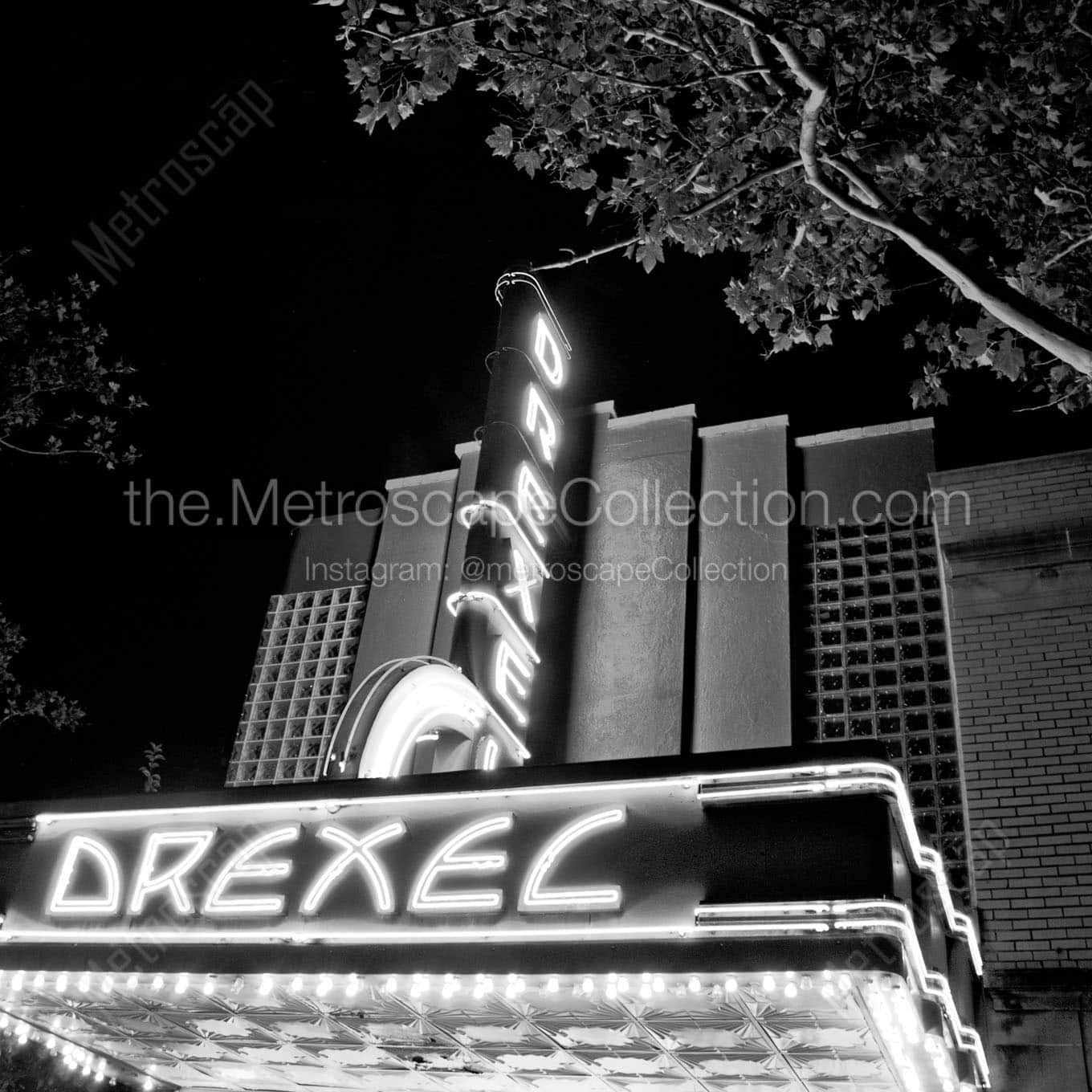 bexley drexel theater at night Black & White Office Art