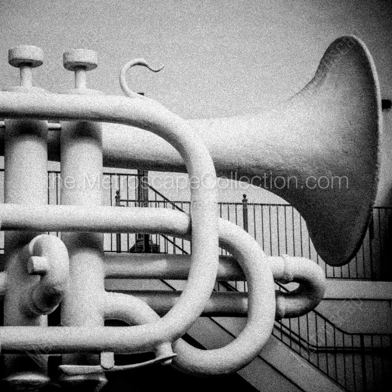 big trumpet at old galveston square Black & White Office Art