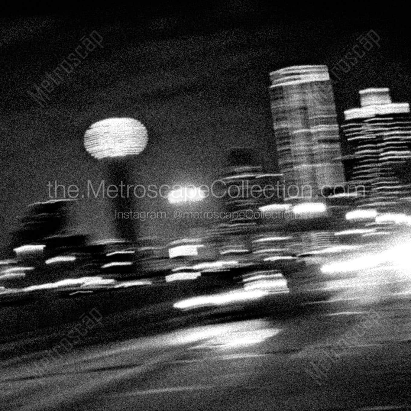blurry downtown dallas houston viaduct Black & White Office Art