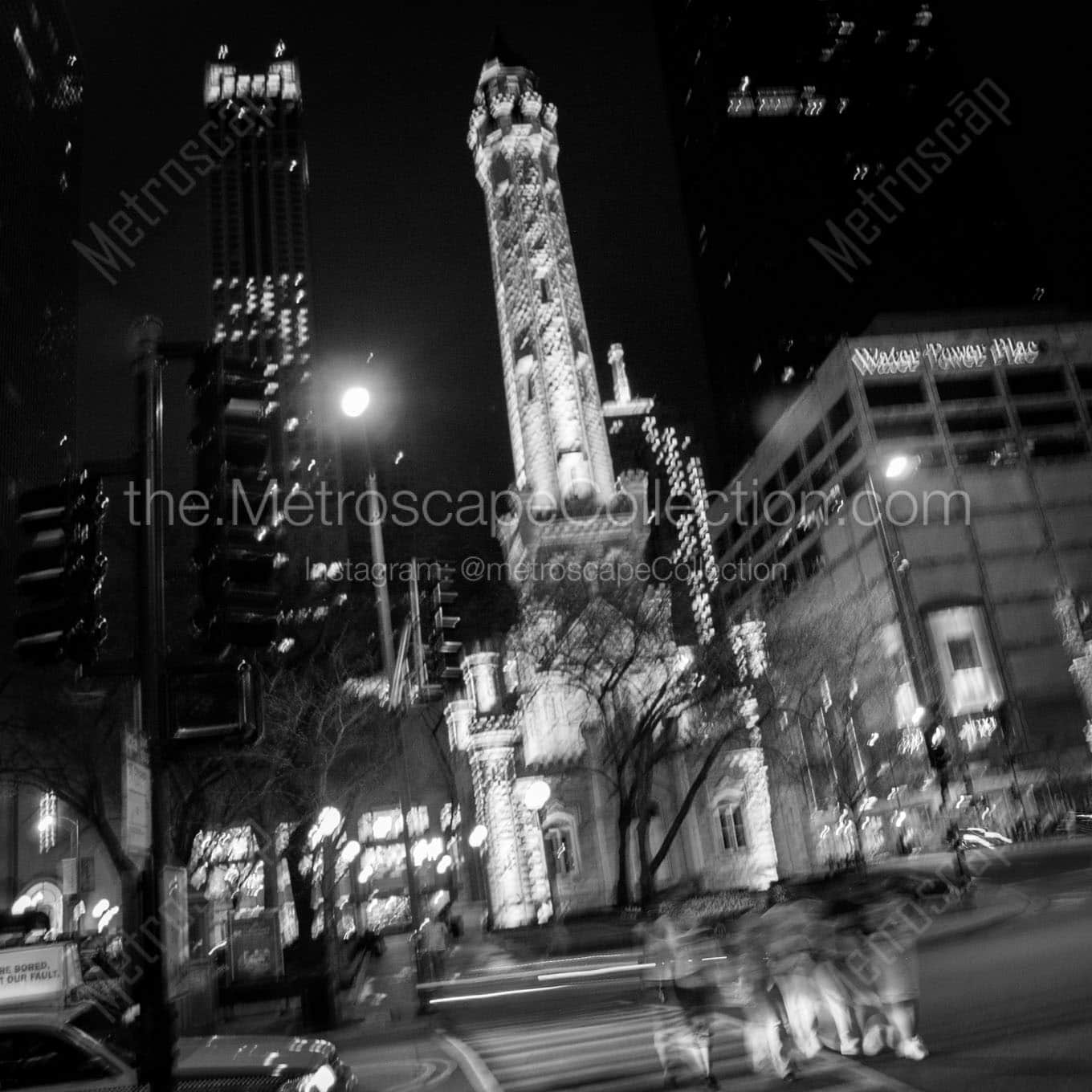 blurry shot of chicago water tower Black & White Office Art
