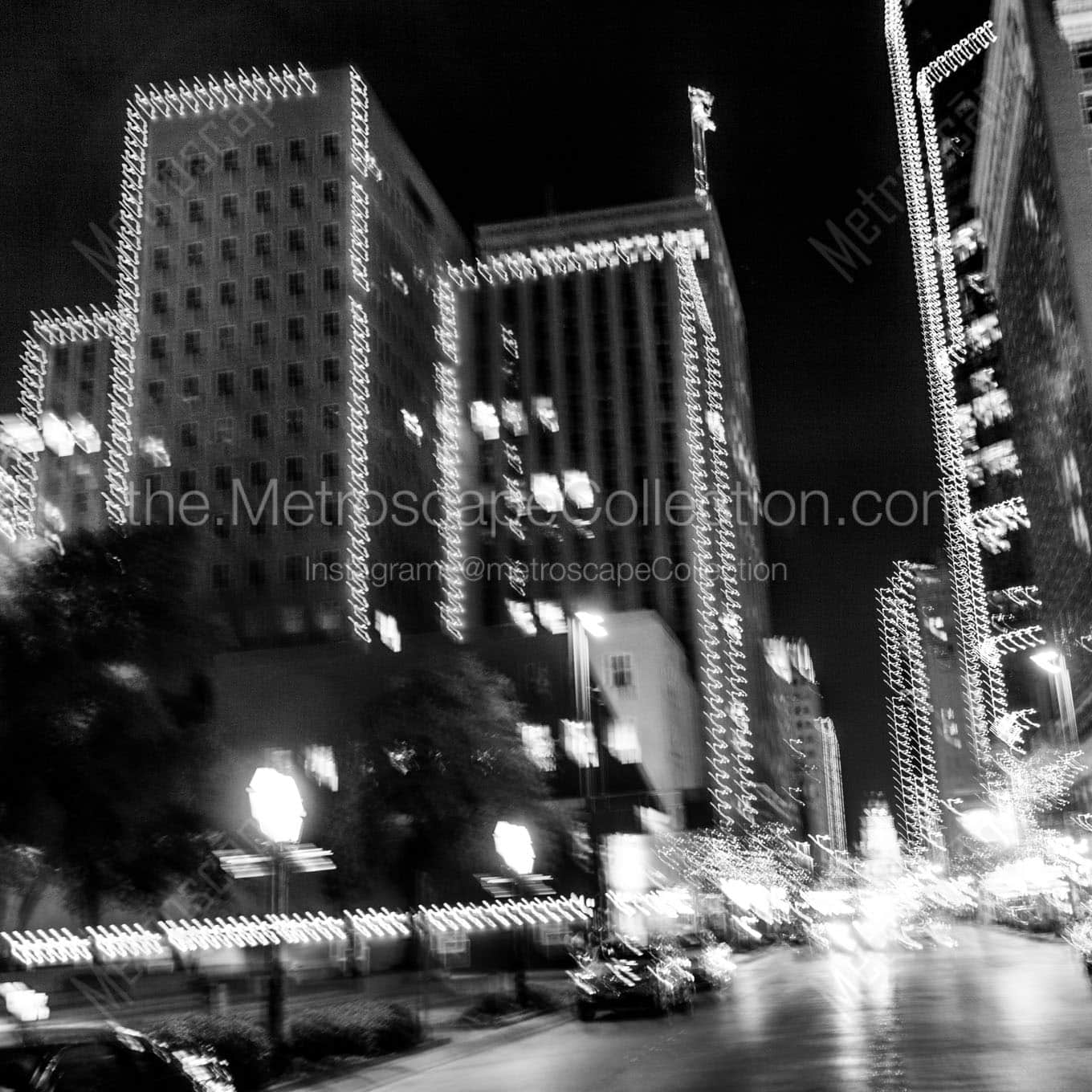 blurry shot of downtown fort worth Black & White Wall Art