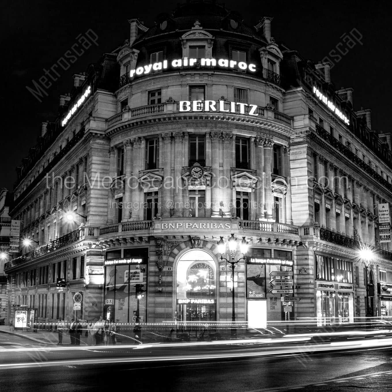 bnp paribas at night Black & White Office Art