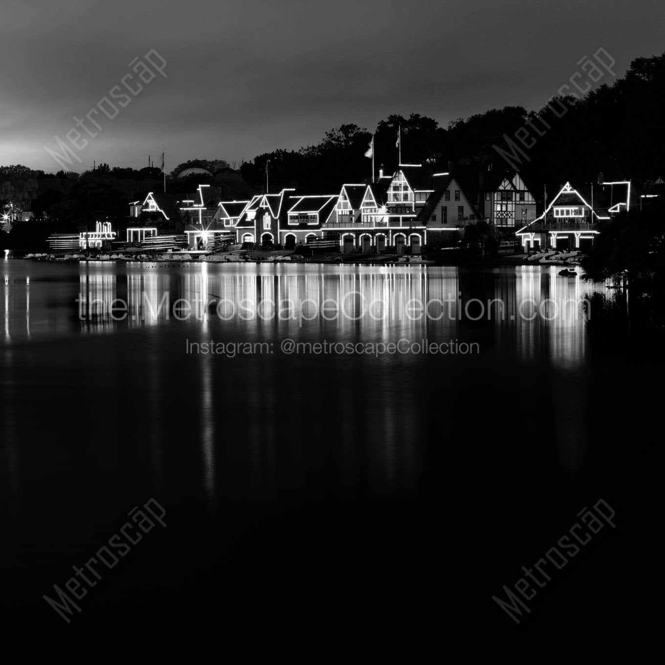 boathouse row at night Black & White Office Art