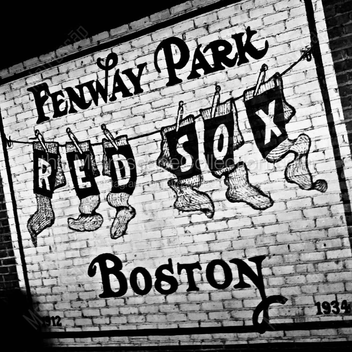 boston red sox wall mural in fenway park Black & White Office Art