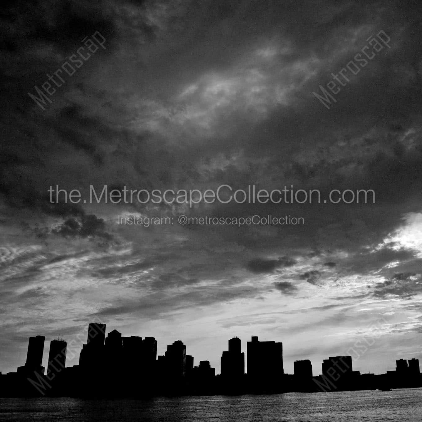 boston skyline east boston piers Black & White Office Art